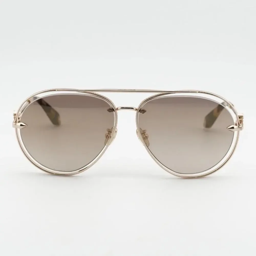 Roberto Cavalli SRC032M Rose Gold Aviator Sunglasses 300G Brown Gradient NEW